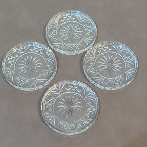 4 Piece Godinger Crystal Dublin Glass Coaster Set Table Protector